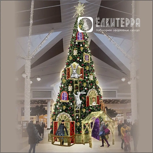 Искусственная уличная елка с комплектом оформления Дом, высота 10 м